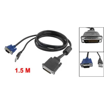 

PROMOTION! Laptop DVI 30+5 Pin to VGA 15 Pin and USB Adapter Cable Monitor 1.5m Cable
