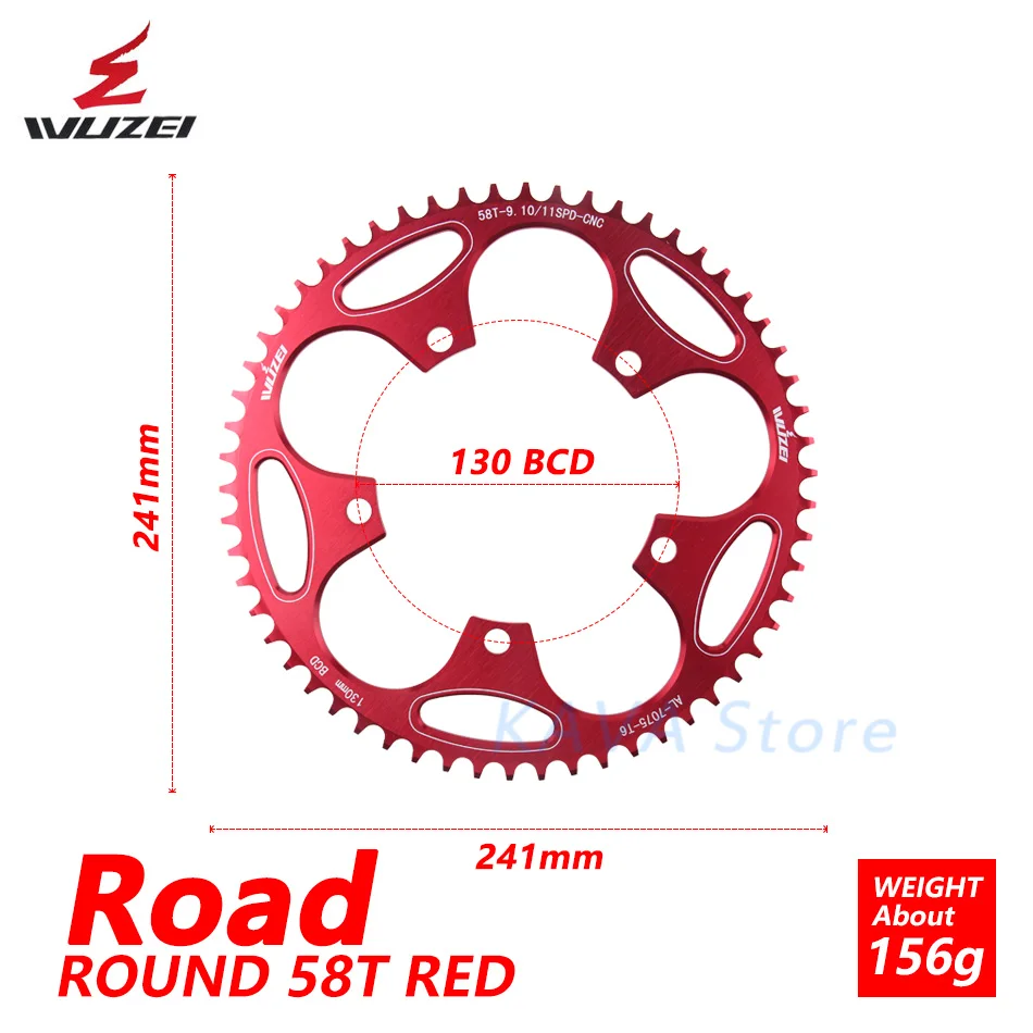 WUZEI шоссейная велосипедная цепь 130BCD круглая велосипедная цепь 50T 52T 54T 56T 58T 60T для складывания велосипедной части для Shimano - Цвет: 130BCD red 58T