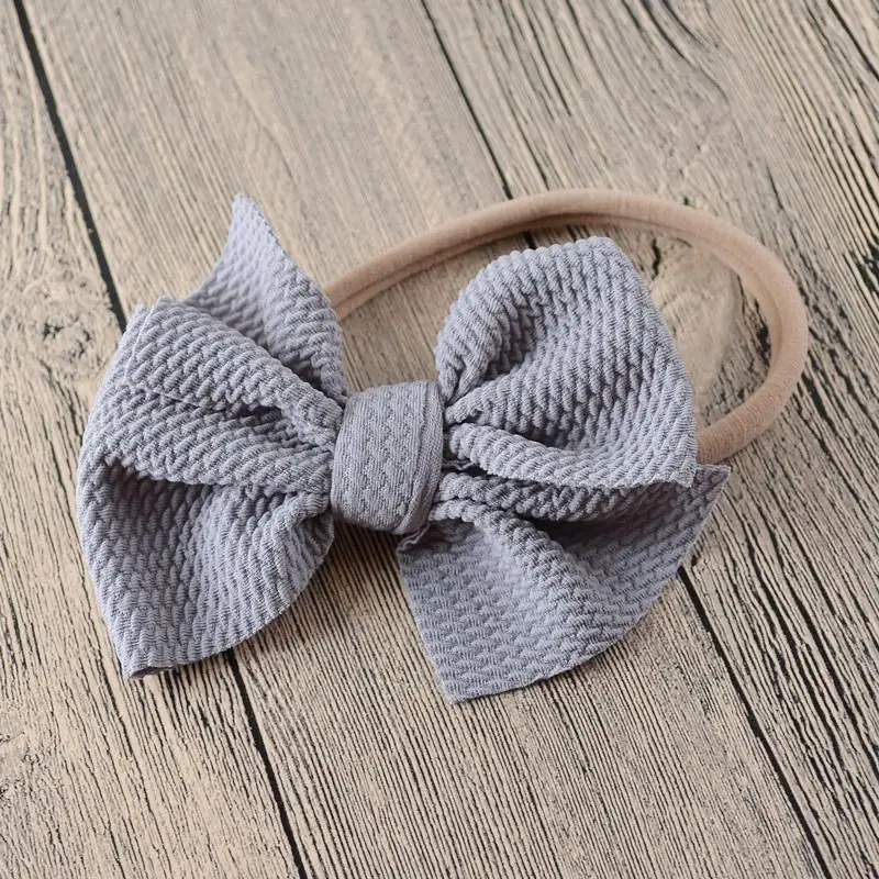 Baby Headband Bow Girl Headbands Toddler Nylon Elastic Hair Accessories Kids Head Band Infant Hairband Newborn photography Props - Цвет: Gray