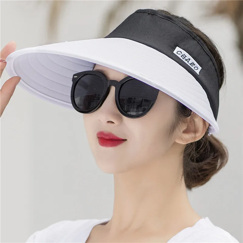 قبعة الشمس الصيف فارغة أعلى القبعات الأزياء أقنعة المرأة طوي واسعة حافة مع في الهواء الطلق السفر الأشعة فوق البنفسجية شاطئ كاب أغطية الرأس