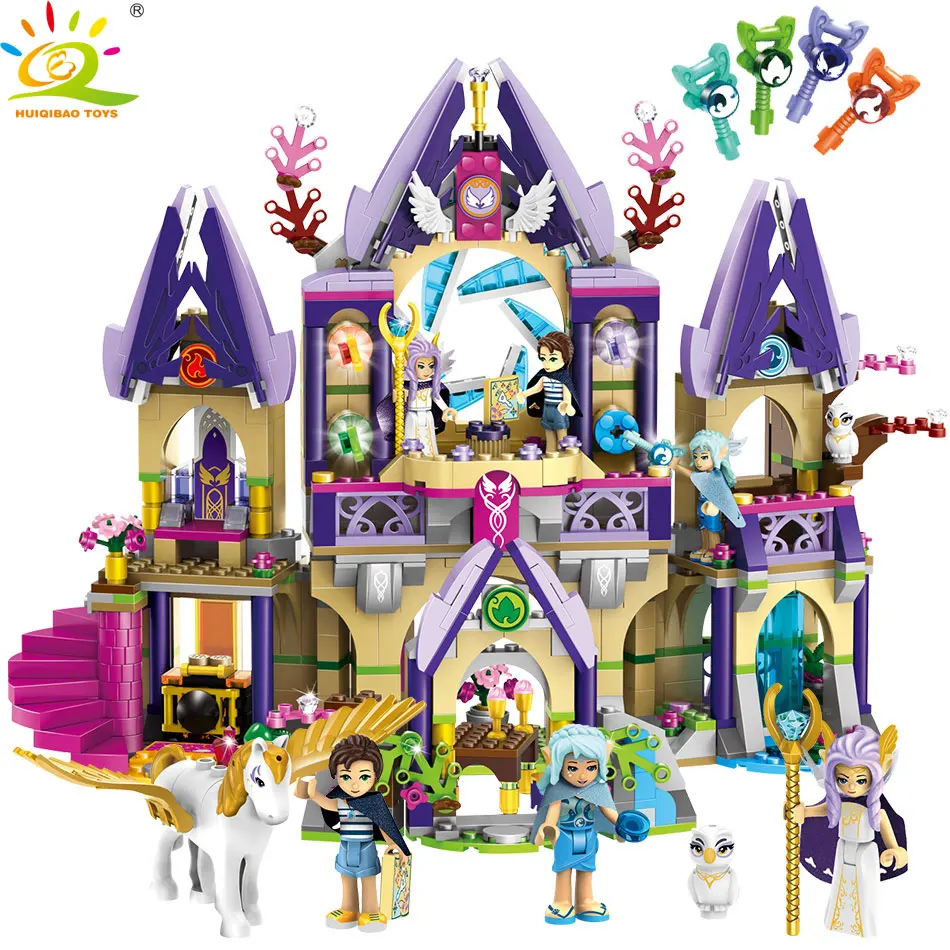 

817pcs Girls Sky Castle Dragon Elves Figures Building Blocks legorreta princess Friends House Educational Toys for Children