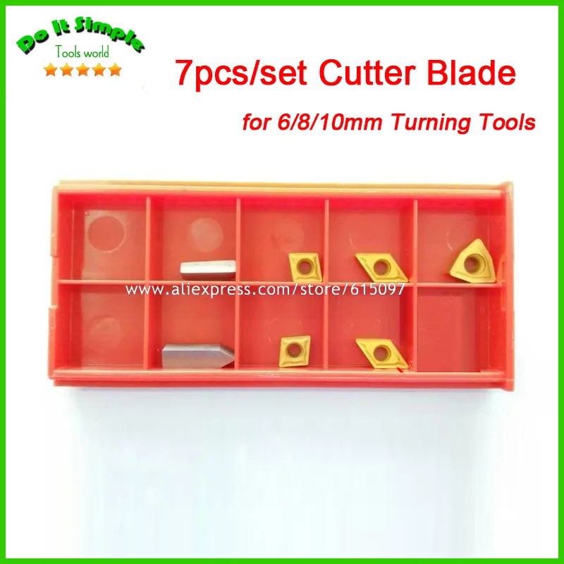 

7pcs/set Blade for 6mm/8mm/10mm Hard Alloy Turning CNC Lathe Tool Kits Cutter Durable Cutting High Quality