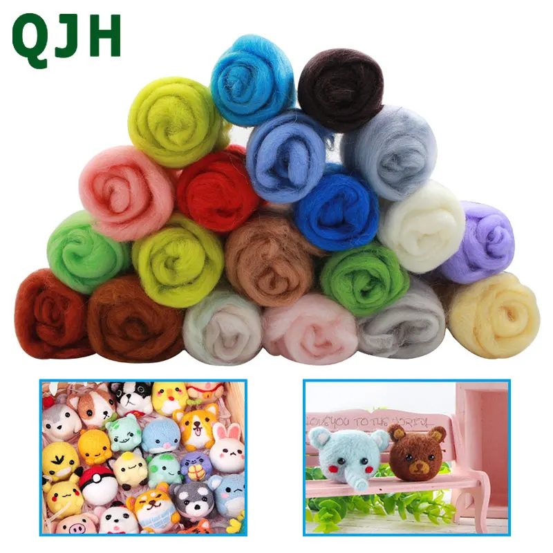 

36colors Merino Wool Roving Wool Felt Poked Music Material Bag DIY Needle Felting Doll Needlework Raw Wool felt Embroidery