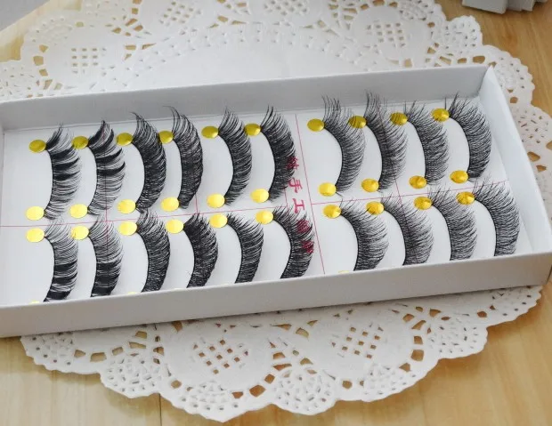 Free shipping 2015hot sale10Pairs Hand made fashion charming eye lashes False Eyelashes Natural Long Thick font