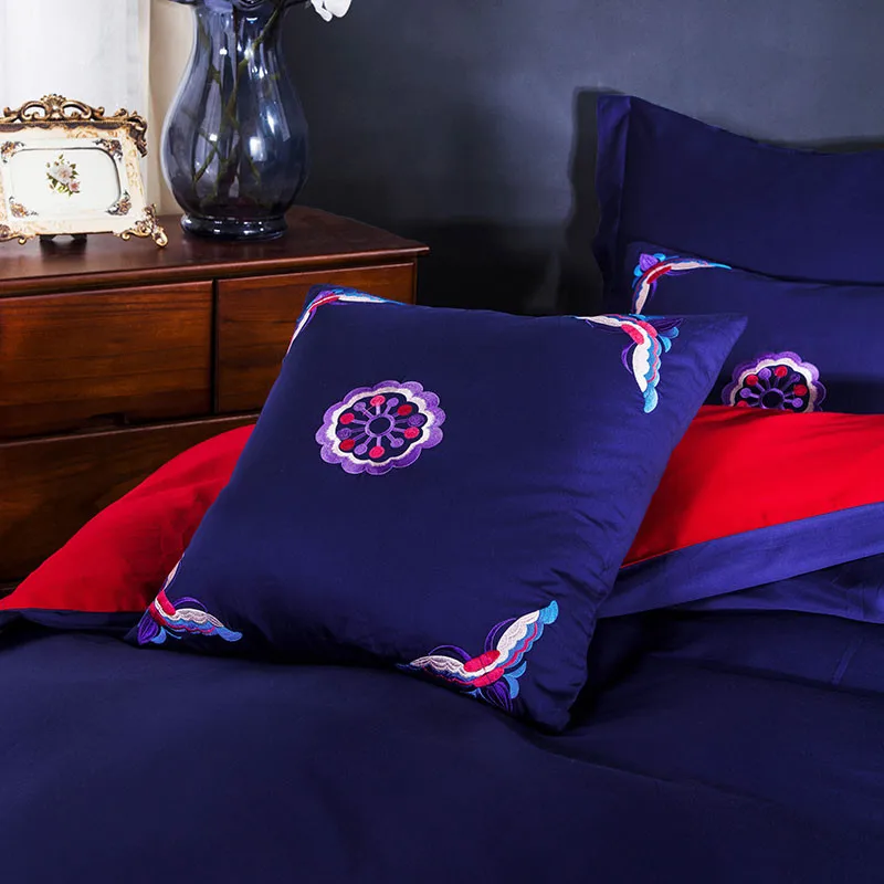 Waliicorners 60S Egypt Cotton Luxury 4/7pcs Bedding set Queen/King Size Embroidery style Bed set Duvet cover Bed linen Pillowcases 65 _45A3918