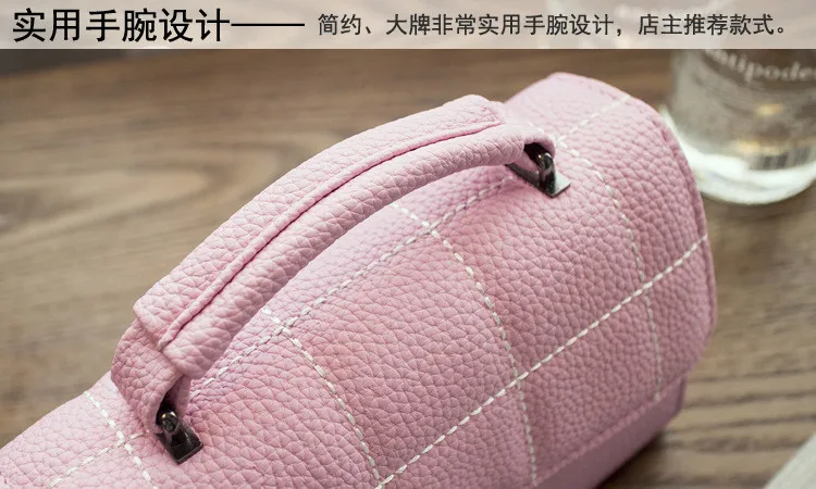 34 2016 New Trend Korean Fashion Women Bags Shoulder Messenger Bag Litchi Munsu Line PU Leather Wild Casual Small Square Package