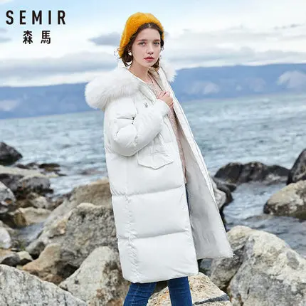 SEMIR, горячая Распродажа, зимние женские пальто, пуховик, утолщенная куртка и пальто для женщин, длинная куртка, четыре цвета, для-20 градусов - Цвет: white