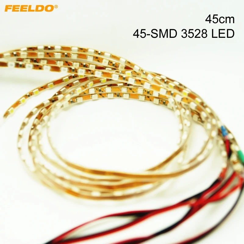 FEELDO 100 шт 12 V 45 см супер Водонепроницаемый 45-светодиодный SMD 3528 фонарь RGB Гибкая автомобиля декоративное люминесцентное освещение# CA4582