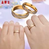 Auxauxme Titanium Steel Engrave name Lovers Couple Rings Gold Wave Pattern Wedding Promise Ring For Women Men Engagement Jewelry ► Photo 1/5