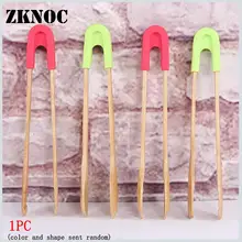 Бамбуковые для еды клип щипцы деревянный салат, торт пакет с зажимом для закусок сцепление силиконовые ручки Хлеб Барбекю кухонные щипцы инструменты зажим Пособия по кулинарии посуда
