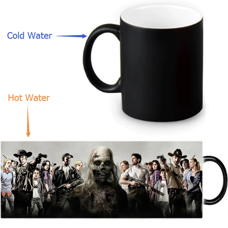 Tasse magique,walking dead thermoreactif mug,qui change de couleur avec la chaleur,zombie café tasses,amusant anniversaire,halloween cadeau