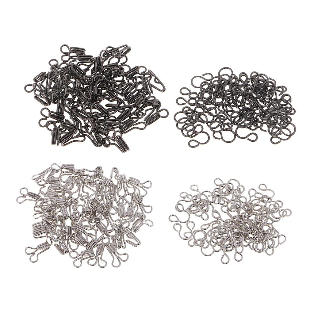 fityle 100 Sets Iron Hook and Eye Sewing Fasteners for Skirt Collar Bra Dress Sew On DIY Accessory