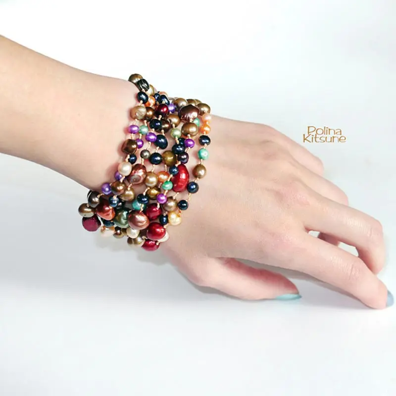 

[DAIMI] Multi Color Baroque Pearl Necklace 160cm Long Sweater Chain Natural Pearl Long Necklace Beach Style