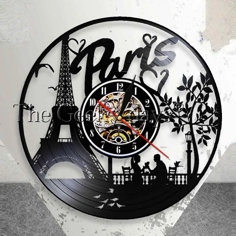Paris Clock Vinyl Record Paris Skyline Wall Decor Paris
