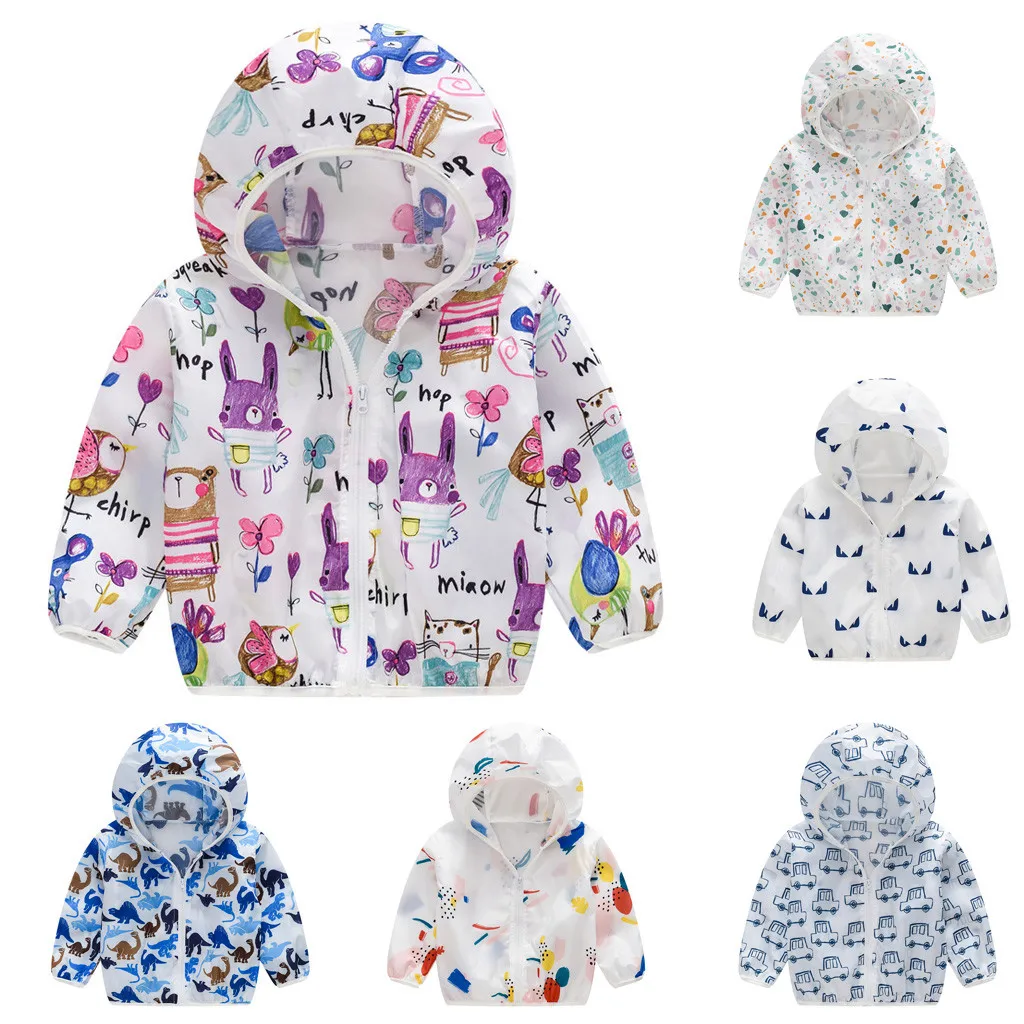 

CHAMSGEND Kids Sun UV Protection Clothing Coat Unisex Cute Cartoon Print Quick Dry Thin Outerwear With Hooded Coats 19June01