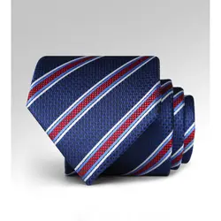 Новая мода Галстуки для Для мужчин 8 см Мода Англия Бизнес галстук Темно-синие полосатый галстук для костюм романтический партия Для мужчин