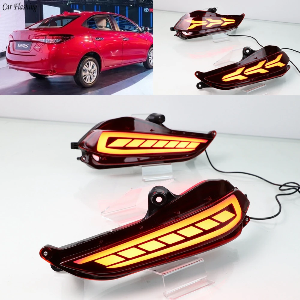 Car Flashing 1set For Toyota Yaris 2017 2018 2019 Led Rear Bumper