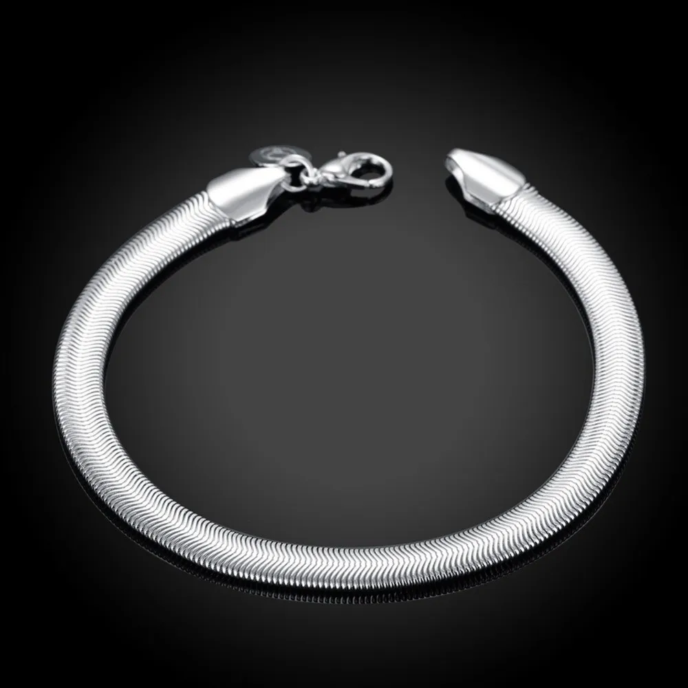 H164-fashion-gift-silver-Fashion-Jewelry-Flat-soft-jadoku-Bracelet-bracelet-quality-wholesale-and-retail