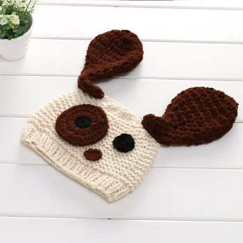 

Newborn Knitted Hat Big Ears Puppy Soft Skin-friendly Cap for Baby Photography Props S7JN