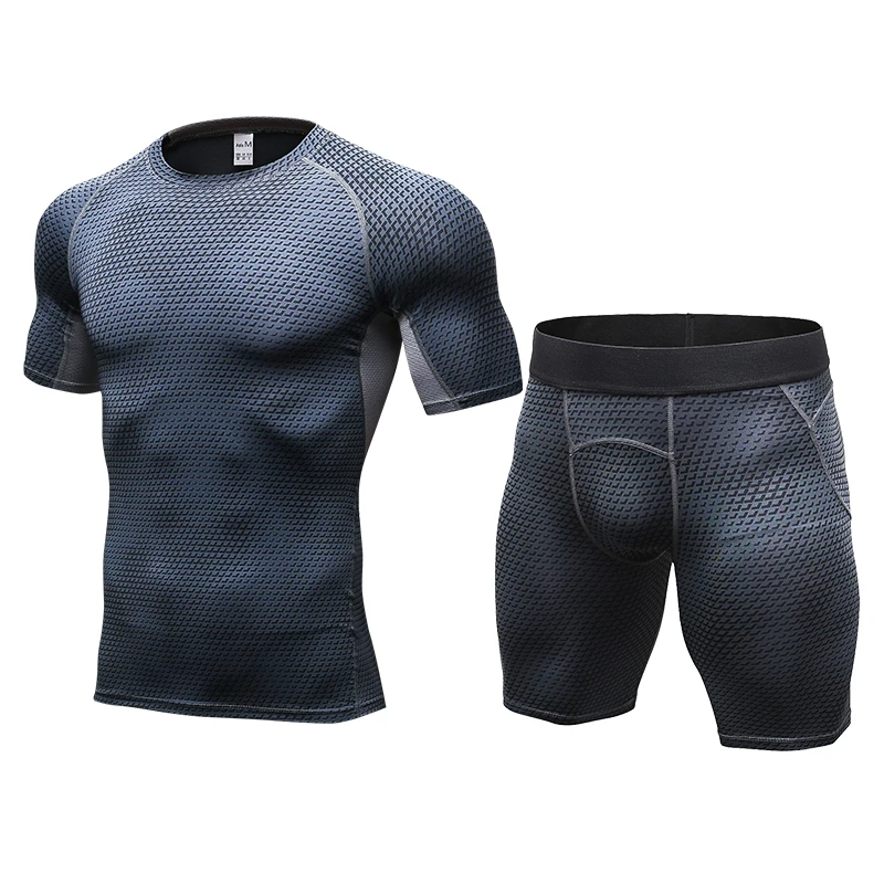 LoRun 2pcs set font b Mens b font Tracksuits Compression Sport Suit Sportswear Customs Breathable Demix