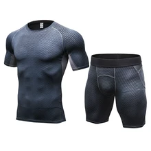 LoRun Mens Tracksuits Compression Sport Suit Tights Sportswear Customs Breathable Demix Running Sets Fitness Shirt Shorts