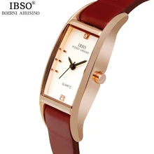IBSO Brand Fashion Women Watches 2017 High Quality Genuine Leather Strap Quartz Watch Women Crystal Diamonds Montre Femme
