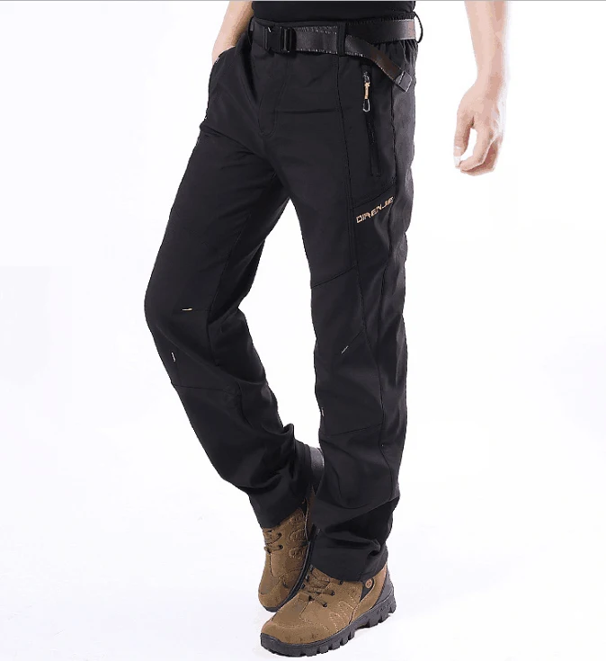 Direnjie hombre invierno Cálido impermeable Pesca pantalones trekking senderismo Pantalones soft shell acampar al aire libre mantener caliente fleece Pantalones