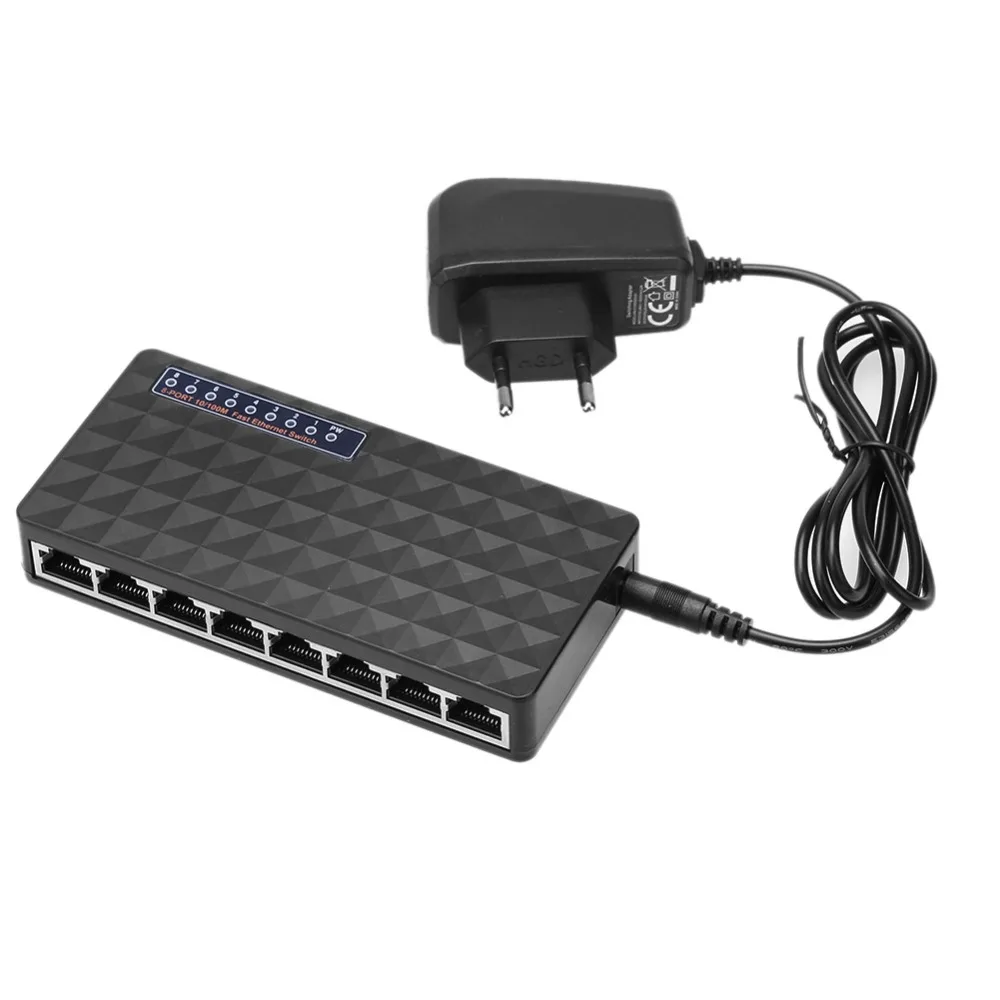 

8 RJ45 Port 100M Fast Ethernet Switch Ethernet Board Network Cable Distributor IEEE802.3X Full/Half Duplex Flow Control Switcher