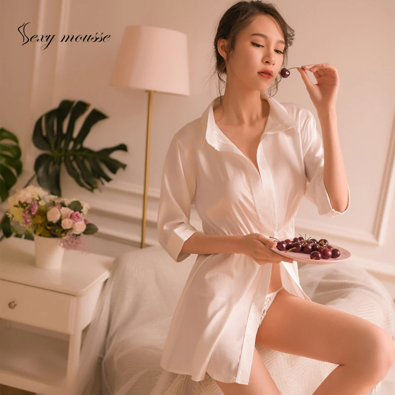 

Sexy mousse Shirt chiffon sexy waist satin ice silk screen temptation big backless charming lingerie underwear home service