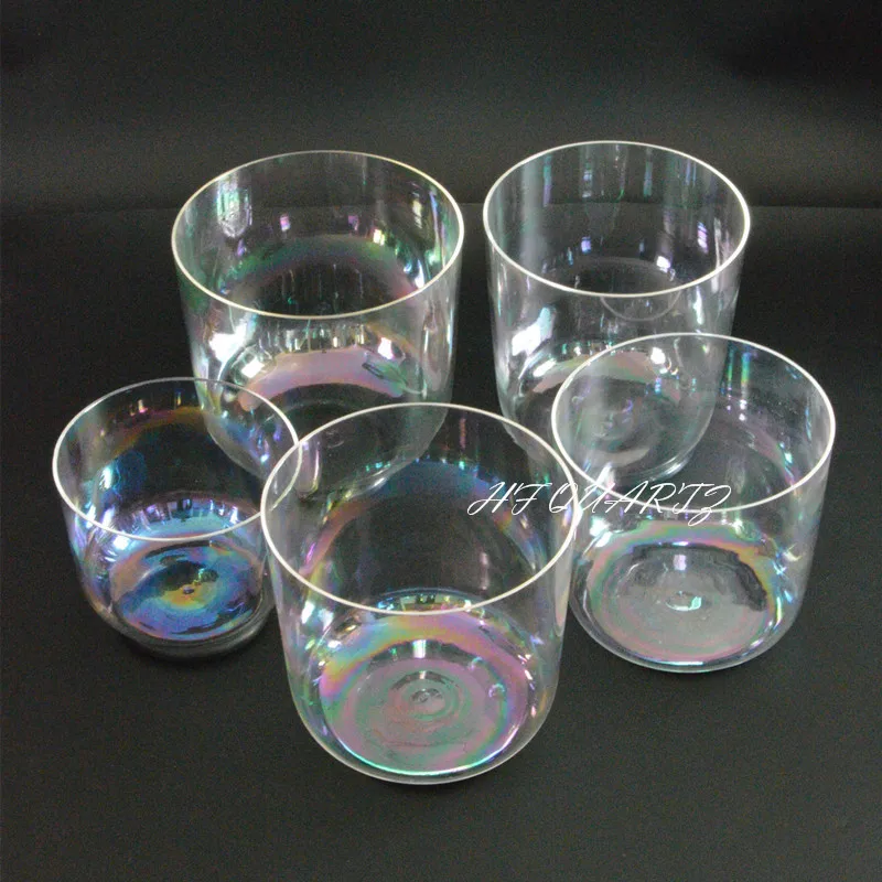 

HF 4th Cosmic Light Chakra Clear Quartz Crystal Singing Bowl G G# 7 Pieces With Seven Bags