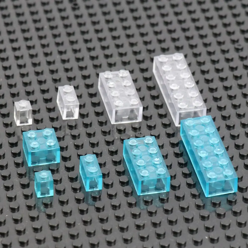 50 그램/팩 MOC 투명 투명 모델 빌딩 블록 부품, 어린이 교육 학습 장난감 벽돌 2x4 2x2 1x1