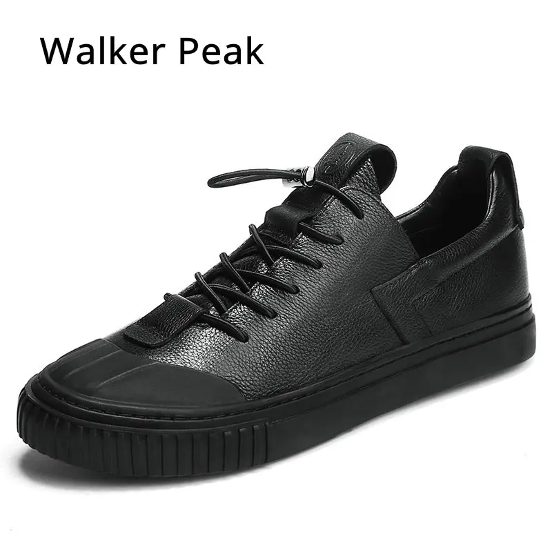 100% Genuine Leather Shoes Fashion Sneakers Men Casual Flat Shoes Rubber Round Sole Shoes Spring Autumn Leather Shoes Men