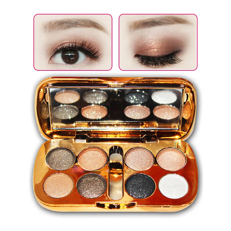 

2018 8 Colors Glitter Eyeshadow With Brush Face Makeup Cosmetics Shiny Eye Shadow Palette