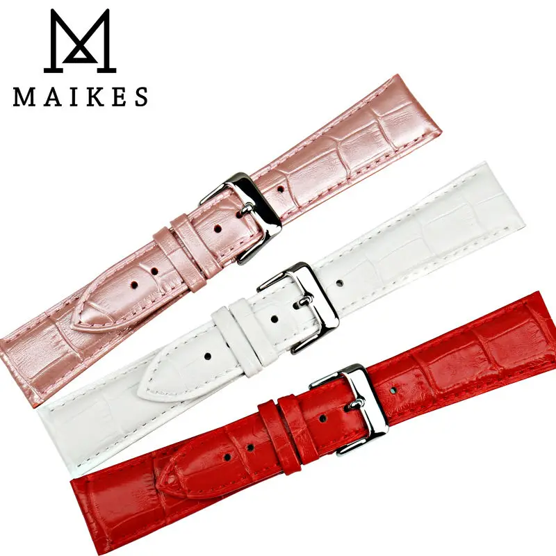 Maikes Pulseira de Relógio Feminina de Couro Genuíno Rosa 14 16 18 20 22 mm - Image 2
