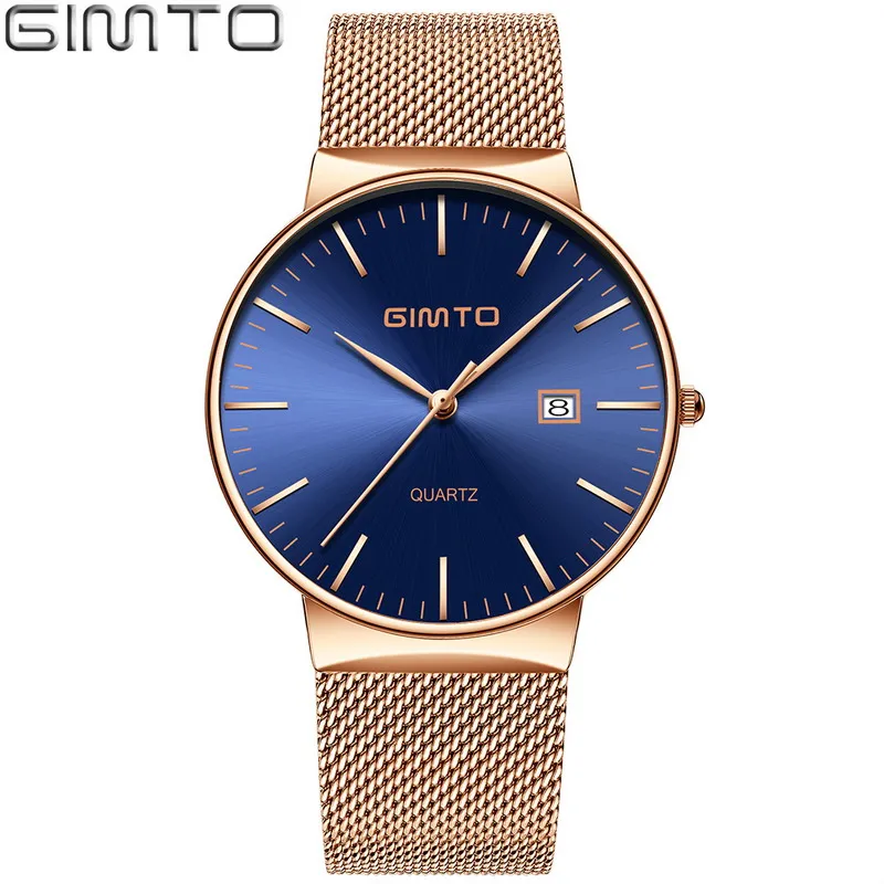 Rose Blue 40mm Gimto Марка розового золота кварцевые Для женщин Часы Роскошные Сталь часы браслет дамы Календари наручные Часы женская спортивная relogio reloj - Цвет: Rose Blue 40mm