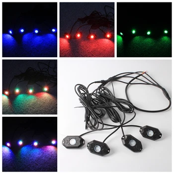 

RGB LED Rock Light Kits with Bluetooth & Cell Phone Control Color Grad Multicolor Neon Lights Under Off Road Truck SUV Car Boat