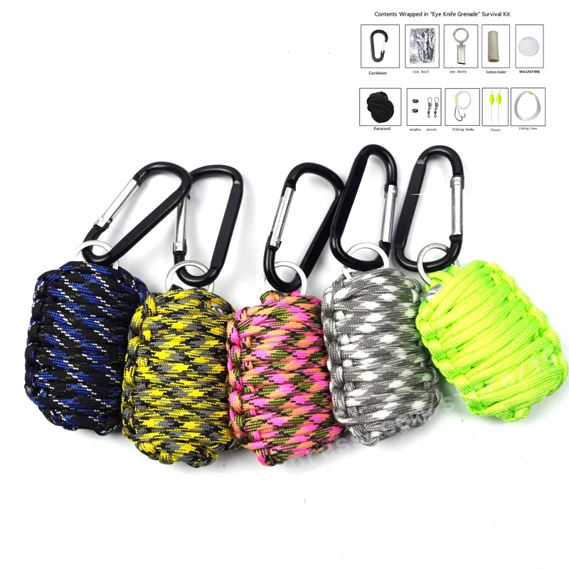 

New SOS Survival Outdoor EDC Paracord Survival Kit Emergency EDC Gear for Camping Hunting Green Useful Hunting Tools