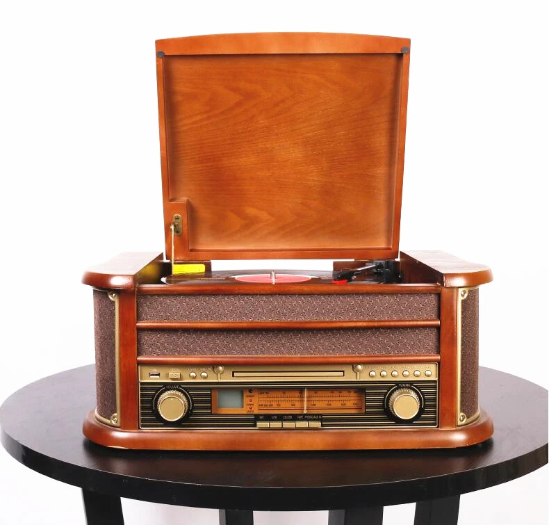 

HX Classic Retro LP vinyl gramophone record player Bluetooth turntable CD Player Retro FM Radio 220v