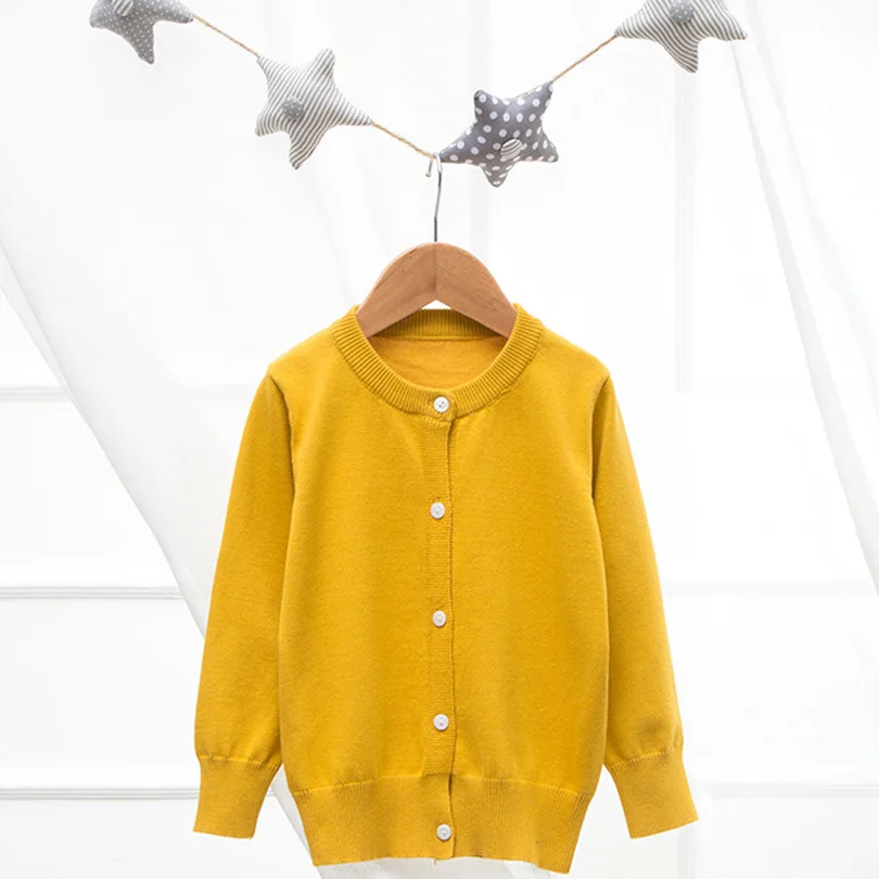 8 цветов; Детский свитер; коллекция года; сезон осень-весна; теплый вязаный кардиган с длинными рукавами; свитер для мальчиков и девочек; пуловер; свитер с пуговицами и сердечками - Цвет: yellow