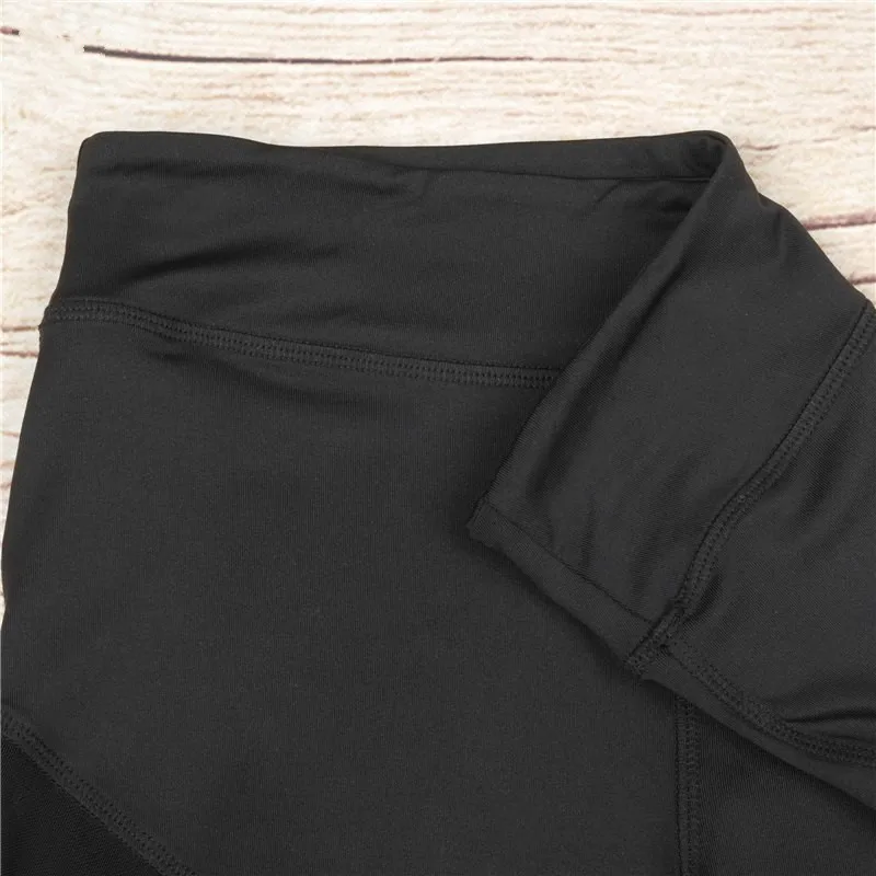 2019 Модные Фитнес-Леггинсы Для женщин тонкий с высокой талией, из лоскутов пикантные черные брюки в сеточку Тощий пуш-ап Mujer Legins Calzas
