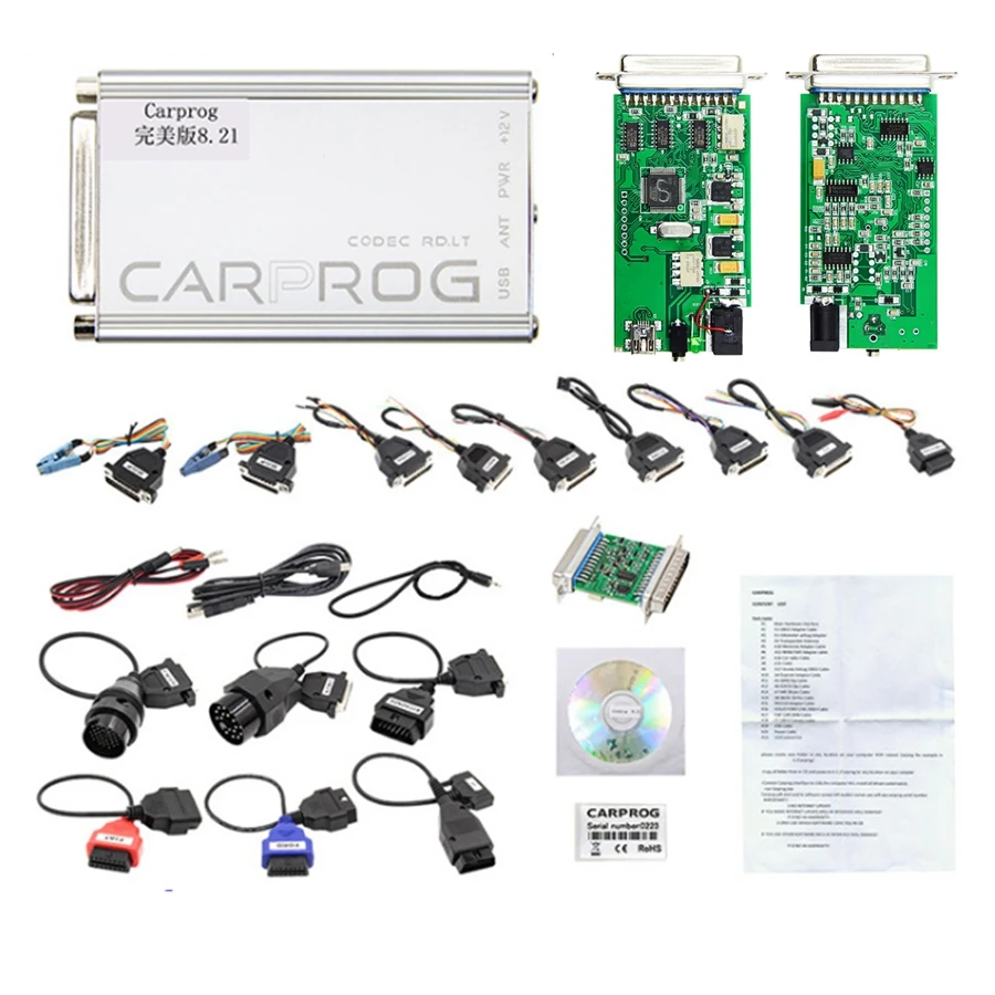 Новейший Carprog V10.93 V8.21 полный 21 Адаптеры автомобильный Prog 10,93 8,21 ECU чип тюнинг онлайн ECU программист инструмент для установки подушки безопасности
