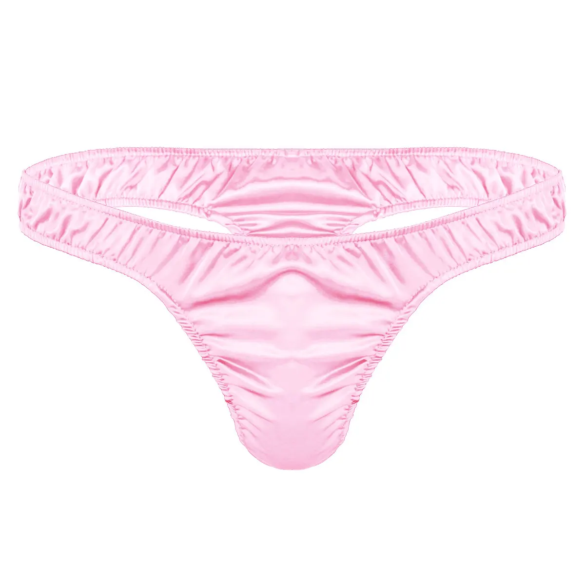 Сексуальные мужские плавки нижнее белье мягкие блестящие гофрированные с низким подъемом с высоким вырезом, бикини стринги нижнее белье мужские трусики - Цвет: Pink