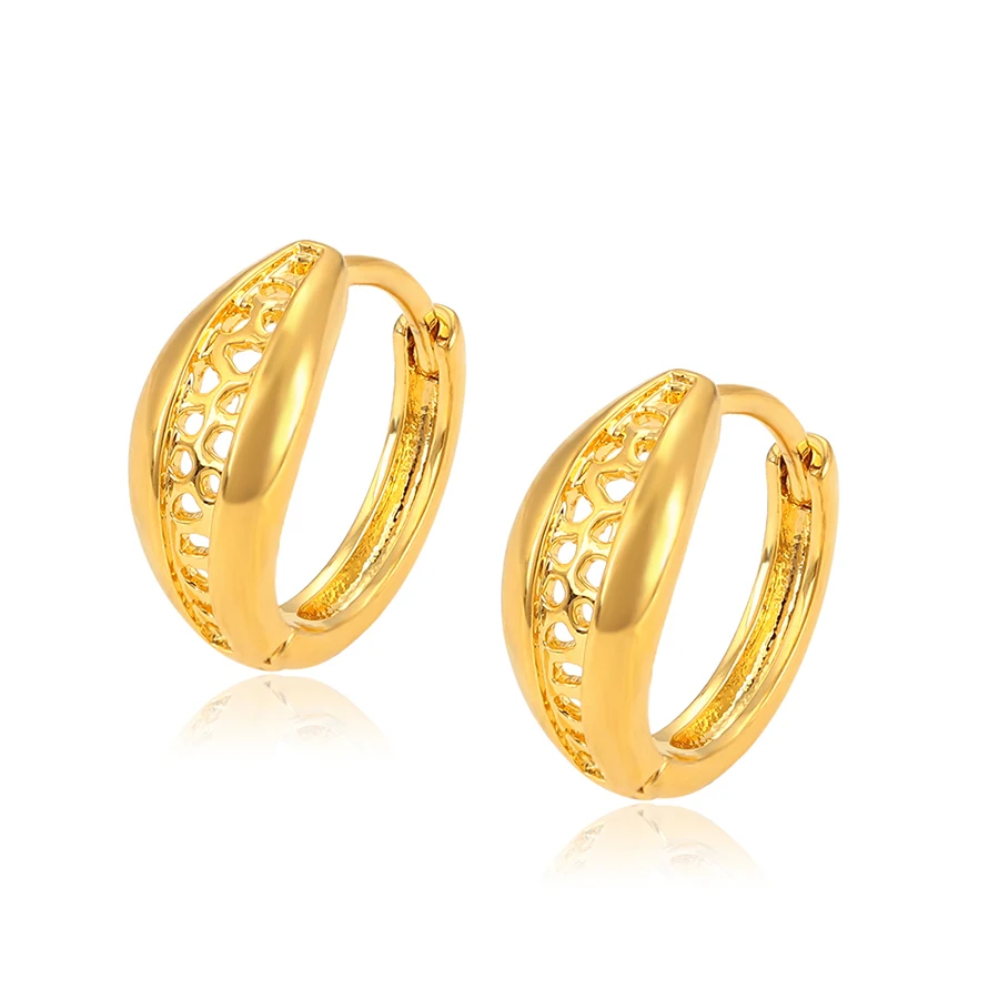 Xuping Jewelry Pure Gold color Plated Hoops Earrings with Environmental ...