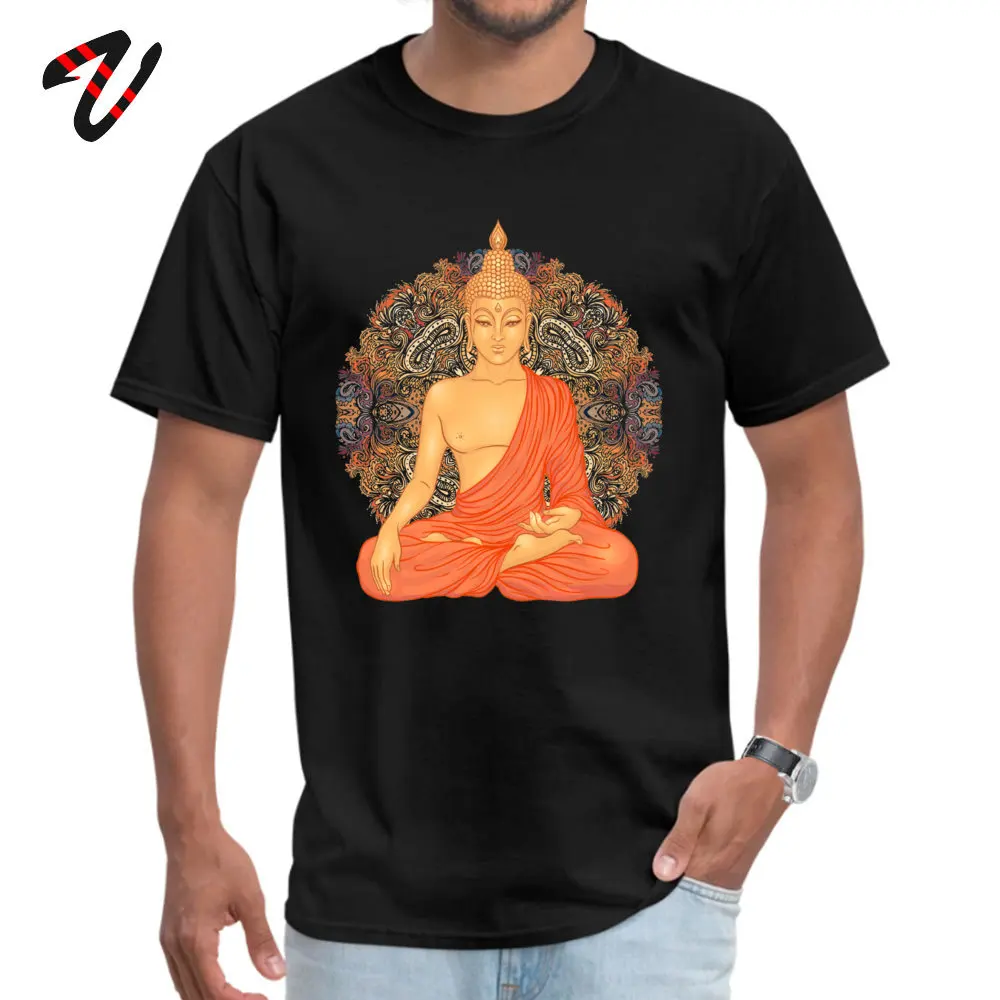 

Golden Buddha + Mandala Funny Justin Bieber Sleeve T Shirt Labor Day Crew Neck Marvel Men T Shirt Funny T-shirts Family