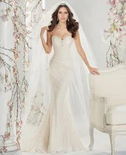 Free Shipping OEM Service Trumpet Sweetheart Corset Back Sweep Train Wedding Gown Mermaid Lace With Beadings ST11415