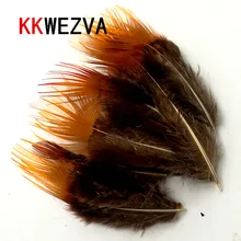 KKWEZVA 100Pcs Fly Fishing Lure Orange Natural Pheasant Herl Feather Nymphs Streamers Flies Accessories Fly Empatando Material