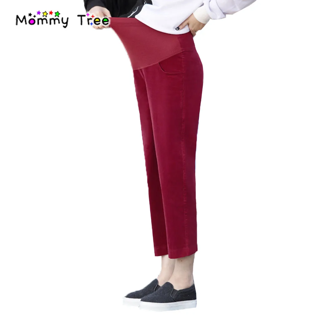 Spring Corduroy Wide Leg Maternity Pants for Pregnant Women Plus Size