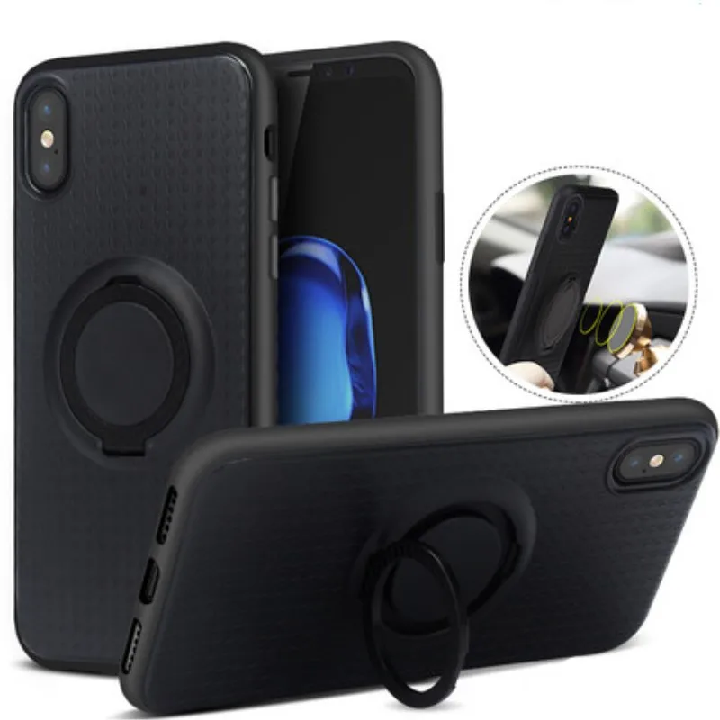 

For Iphone X 8 7 6S 6 Plus Luxury Rugged Shockproof Soft TPU Armor Car Magnetic Holder Stand Case For Iphone 5 5s SE Phone Cover