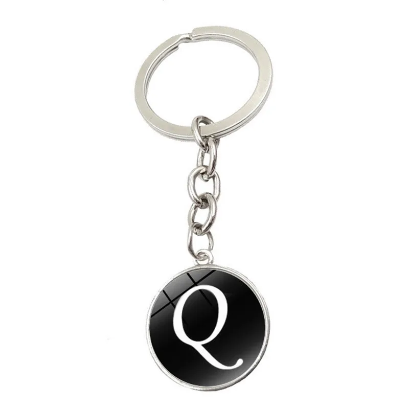 Алфавитная цепочка для ключей, кольцо 26 Английских Букв, брелки с именем, автомобильный кошелек, сумки, аксессуары для девушек, женщин, мужчин - Цвет: Q