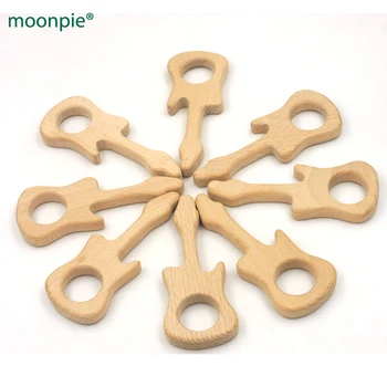 

20pcs SMOOTH electric guitar shaped beech ring wooden teether baby teething toy gift nursing toy educational gift EA234a